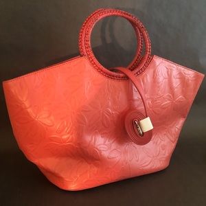 Embossed Leather Coral Tote